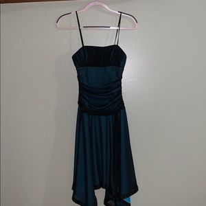 Black Mesh with Cornflower Blue Underneath Dress